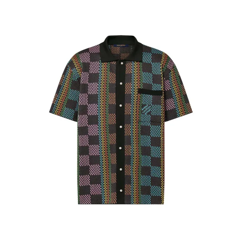 Louis Vuitton Damier Short-Sleeved Cotton Knit Shirt Multicolor - XXL