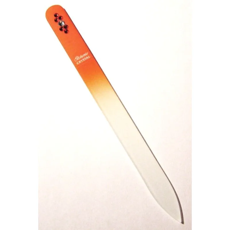 BOHEMIA CRYSTAL Sklenený pilník na nechty Swarovski - 140mm - oranžový