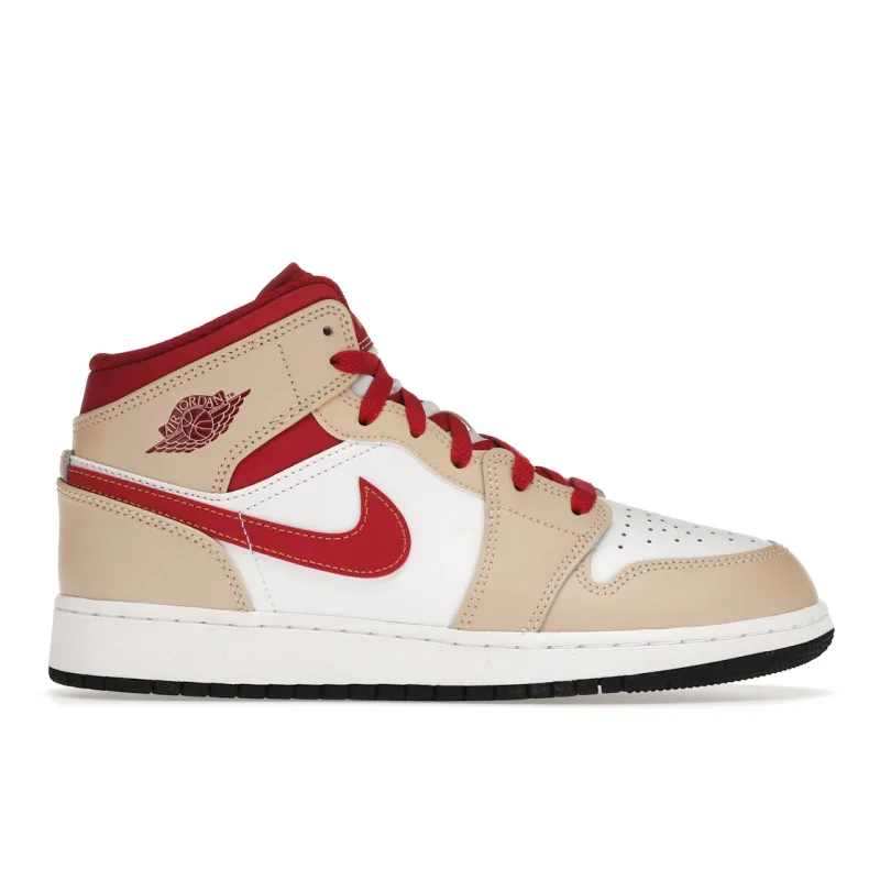 Jordan 1 Mid Light Curry Cardinal (GS) - 36