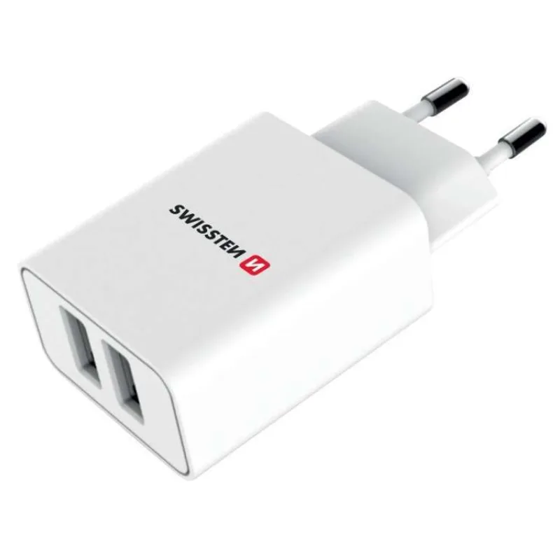Swissten Síťový Adaptér Smart Ic 2X Usb 2,1A Power + Datový Kabel Usb / Type C 1,2 M Bílý (22053000)