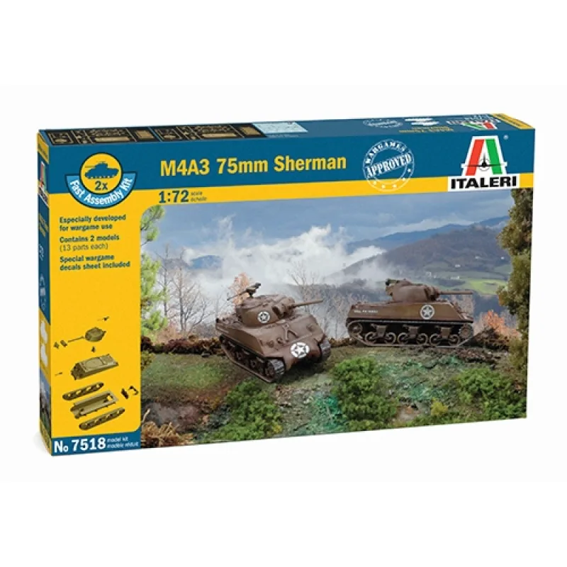 Italeri Fast Assembly tanky 7518 - M4A3 75 mm SHERMAN (1:72)