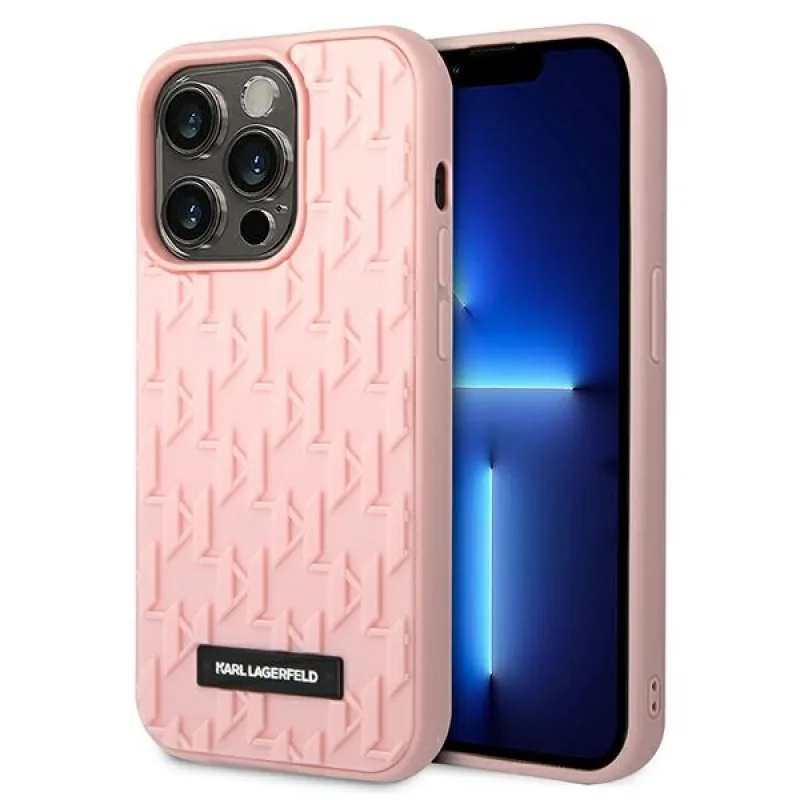 Karl Lagerfeld KLHCP14LRUPKLPP pevné puzdro iPhone 14 Pro 6,1" ružový/ružový 3D monogram