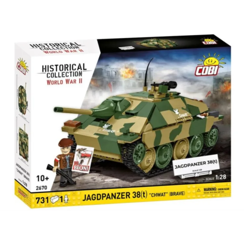 Cobi 2670 II WW Jagdpanzer 38(t) CHWAT (Odvážlivec), 1:28, 731 kostek