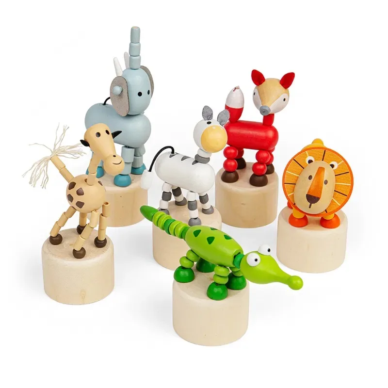 Bigjigs Toys Bigjigs Toys Displej Drevené mačkacie zvieratká Safari 6 ks