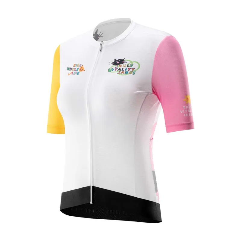 Rockbros 15210005004 M dámsky cyklistický dres s potlačou - biely