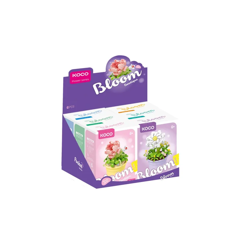 KOCO Stavebnica mini KOCO Kvetina v kvetináči plast 6 druhov