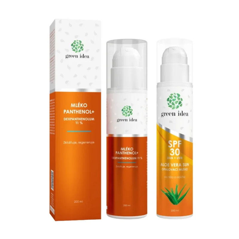 Green idea Zvýhodnený set na opaľovanie a po opaľovaní: Aloe vera sun - opaľovacie mlieko SPF 30 + PANTHENOL + MLIEKO 11 % -