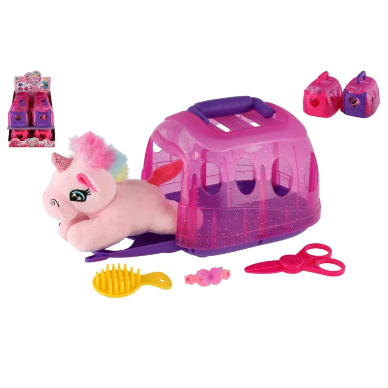 Teddies Jednorožec v prepravnom boxe plyš/plast 14cm 2 farby