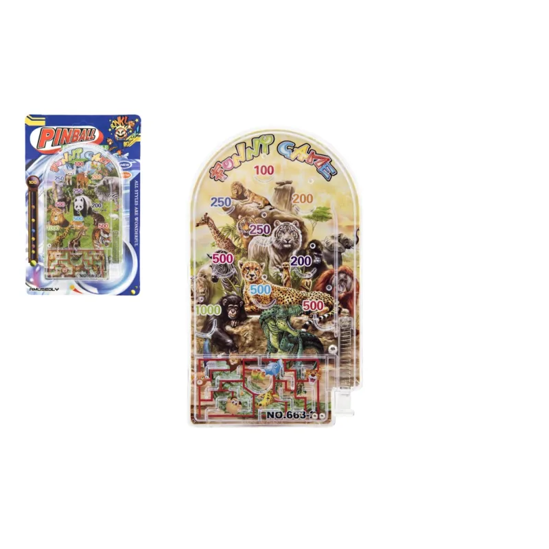 Teddies Pinball ZOO hlavolam plast 9x16cm 2 druhy na karte