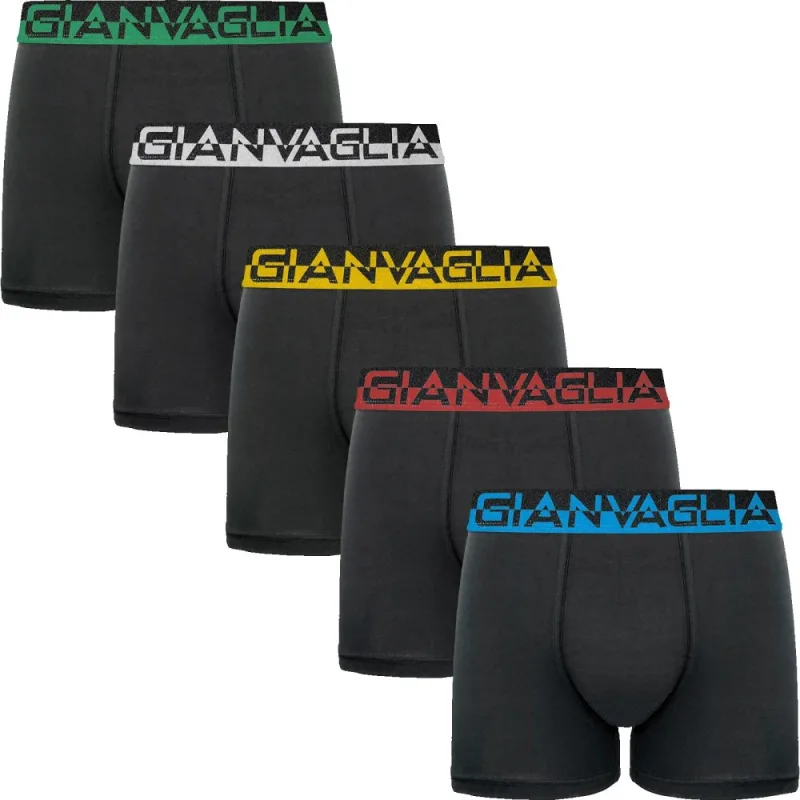 Pánske Bavlnené Boxerky GIANVAGLIA 5-balenie GVG 5008 78% bavlna - darčekové balenie, čierna Farba: čierna, Veľkosť: L