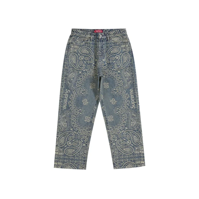 Supreme Bandana Jacquard Baggy Jean Blue - L