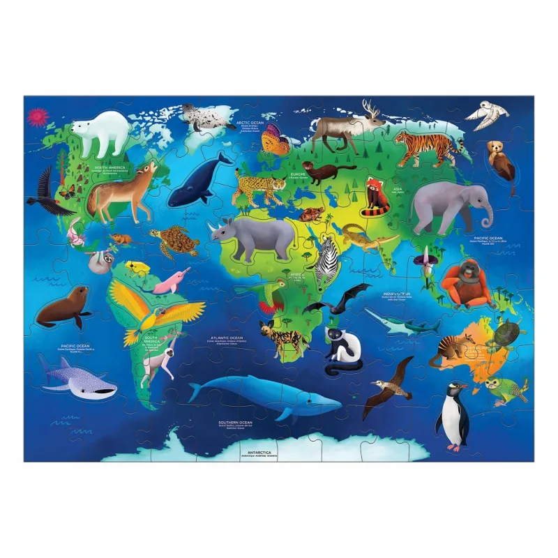 Mudpuppy Mudpuppy Puzzle Ohrožené druhy zvířat celého světa 80 dílků Poškozený obal