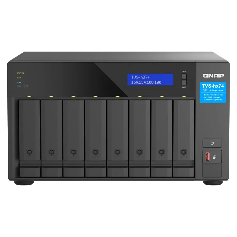 QNAP TVS-h874-i5-32G (6core 4,4GHz, ZFS, 32GB RAM, 8x SATA, 2x M.2 NVMe, 2x PCIe, 2x 2,5GbE, HDMI) TVS-h874-i5-32G