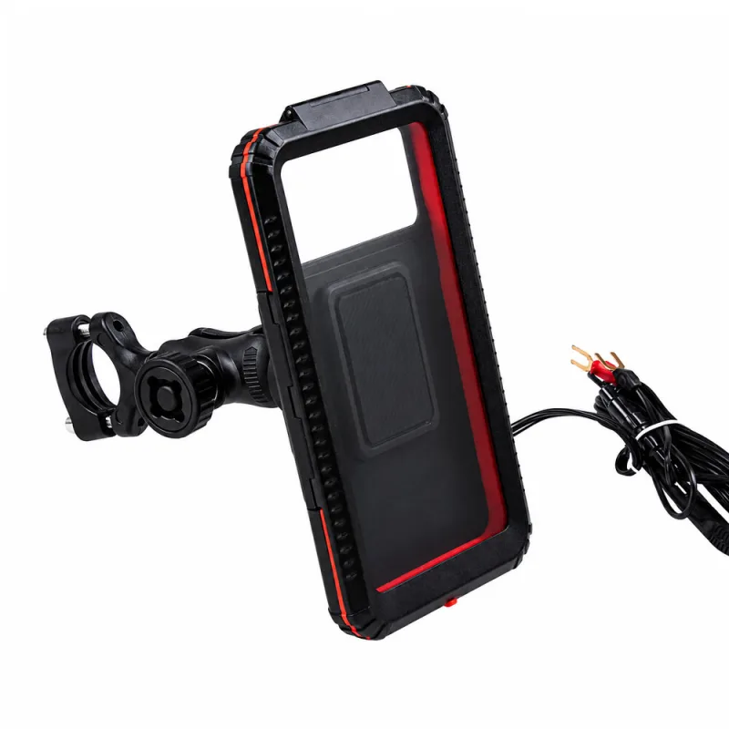Univerzální voděodlný držák telefonu na kolo, motocykl s Qi nabíjením + USB, USB-C r19Qi
