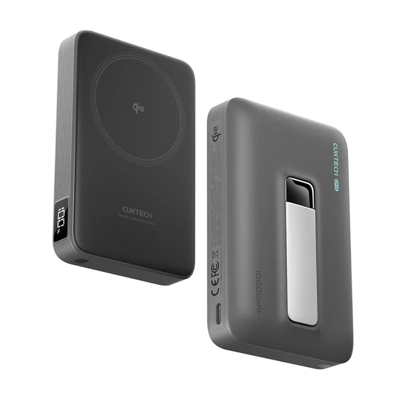Magnetická powerbanka Cuktech WPB100 10 000 mAh Qi2 30 W so stojanom – čierna