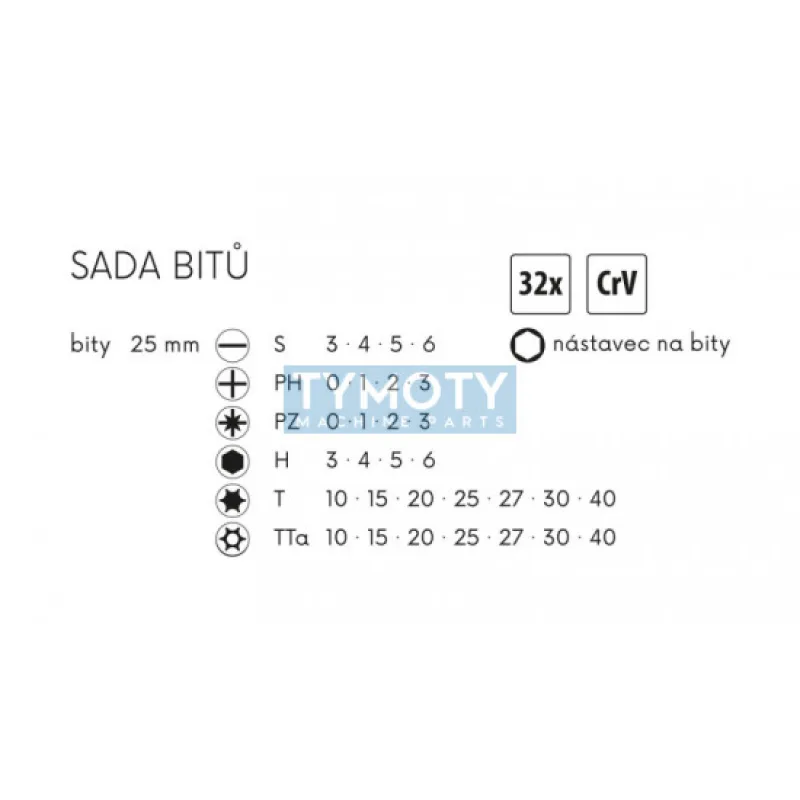 Súprava bitov CrV 32 ks, FESTA 18908
