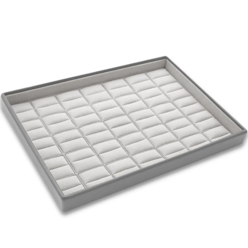 Šedý prezentačný podnos na šperky - 35x prsteň - 31,5 x 22,5 cm MINET XTJSS04