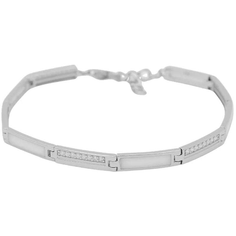 Strieborný opálový náramok so zirkónmi ADANITO SSNK030411W