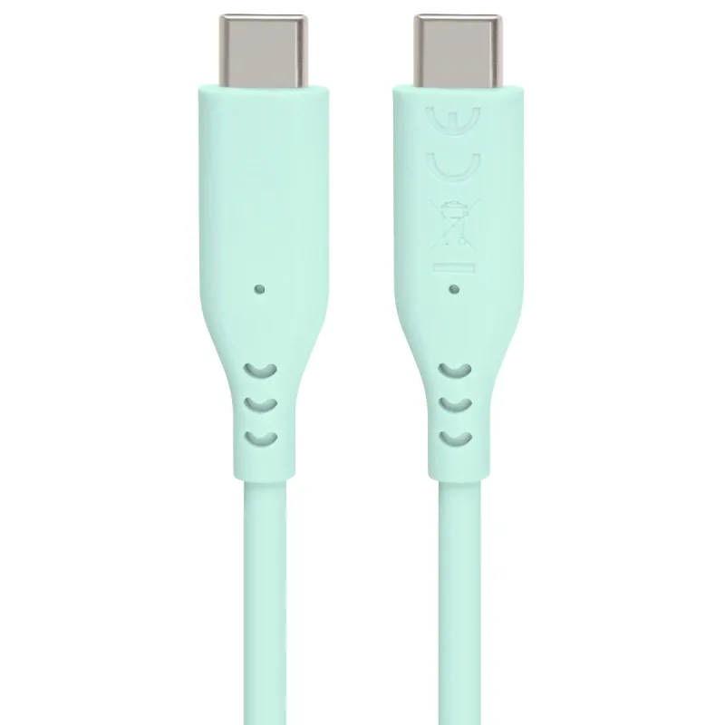 PremiumCord silikonový USB-C 60W, tyrkysový, 1.5m ku31sa15t