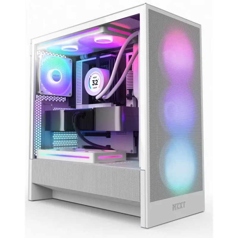NZXT case H5 Flow RGB, ATX, Compact Mid Tower, white