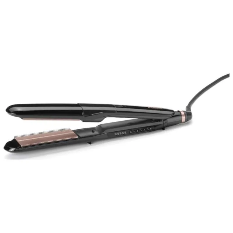 BaByliss ST493E Steam Smooth žehlička na vlasy, černá, parní systém, keramický povrch, 5 stupňů teploty (ST493E)