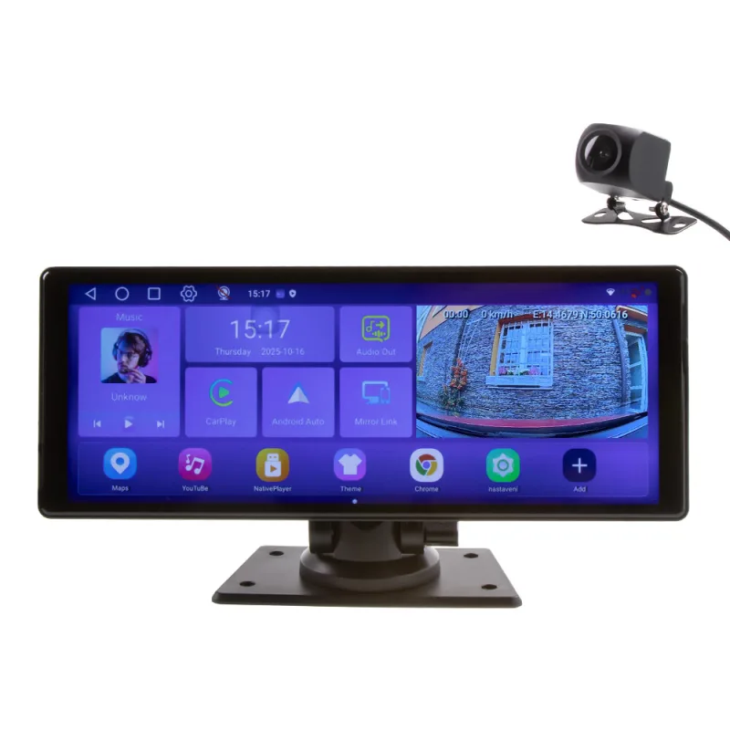 Monitor 10,26" s OS Android + Apple CarPlay, Android auto, Bluetooth, micro SD, GPS, DVR ds-128caADVR