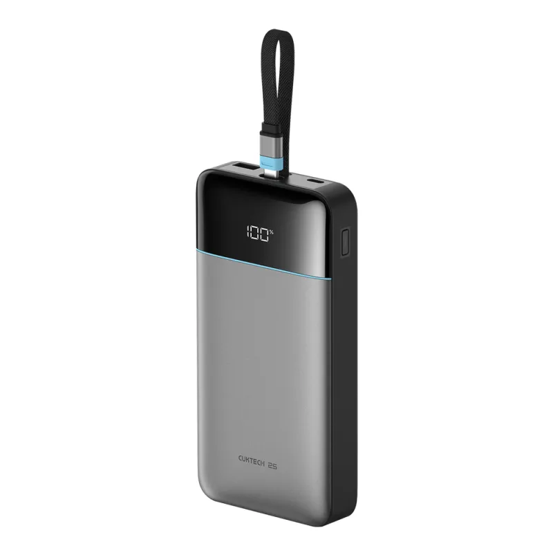 Powerbanka Cuktech LPB252N 120W 25000mAh so vstavaným káblom USB-C – sivá