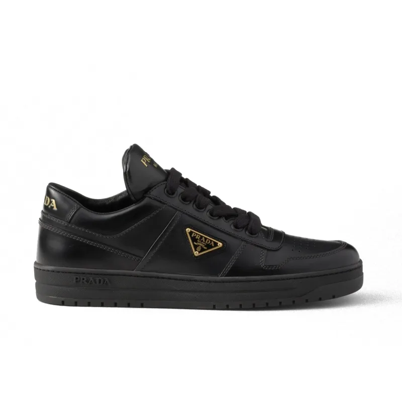 Prada Downtown Leather Low Top Sneakers Black (Women's) - 36