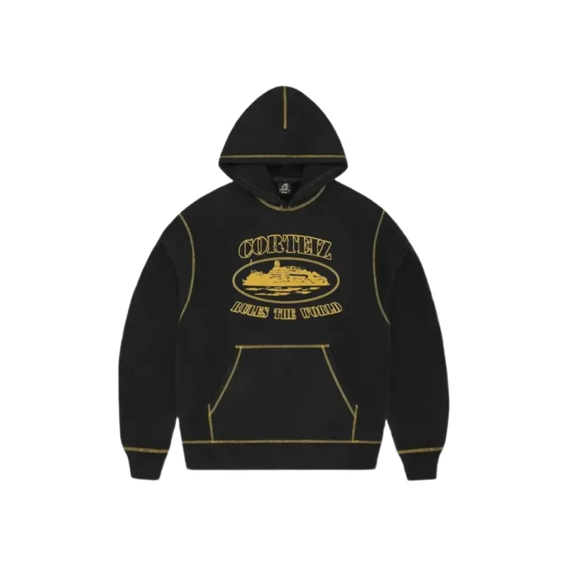 Corteiz Alcatraz Contrast Hoodie Black/Yellow - M