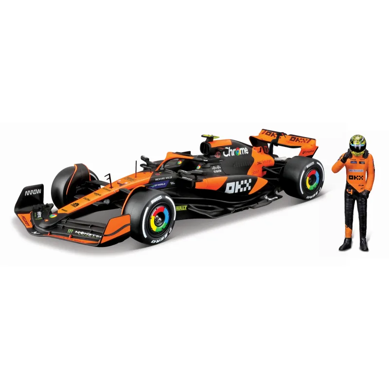 Bburago - RACE Formula F1 s figúrkou jazdca, McLaren F1 Team MCL38(2024), #4 Lando Norris, 1:24