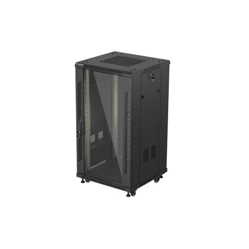 LANBERG INSTALAČNÍ SKŘÍŇOVÝ ROZVADĚČ 19" 22U 600X600 ČERNÉ SKLENĚNÉ DVEŘE (PLOCHÉ BALENÍ) FF01-6622-12B