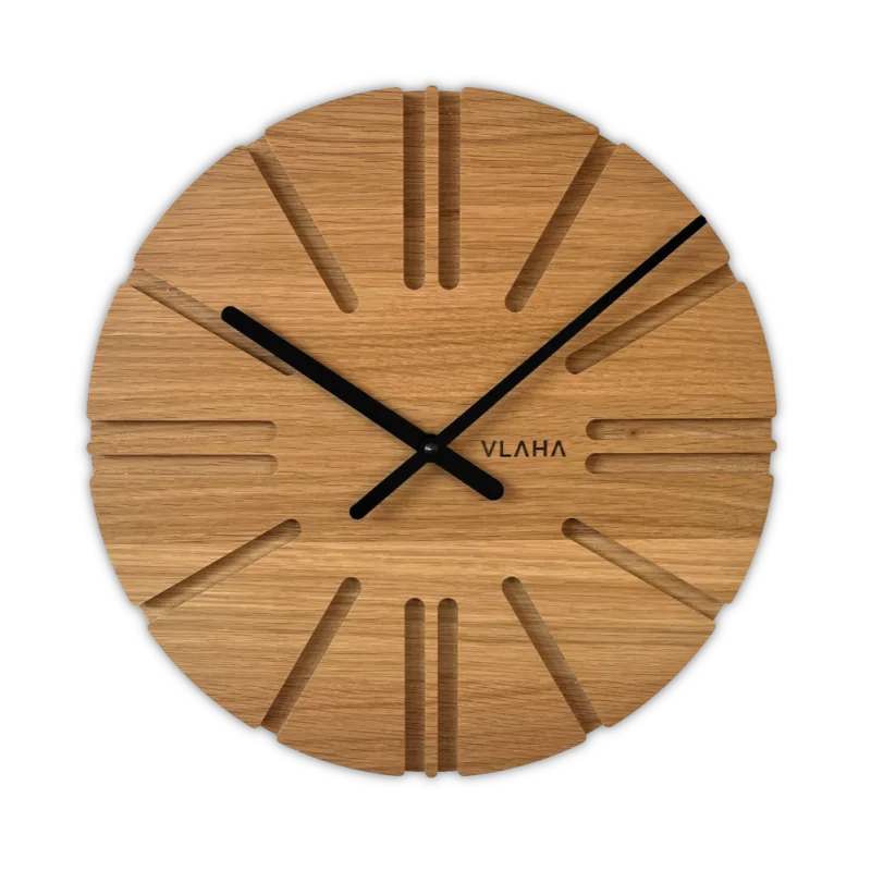 VLAHA Dubové hodiny ATELIER vyrobené v Čechách s černými ručkami ⌀32,5cm VCT1152