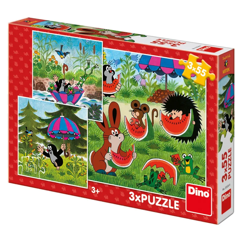 Dino detské puzzle Krtko a dáždniček 3x55D