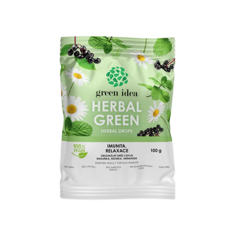 Green idea Herbal green – bylinné cukríky 100 g –