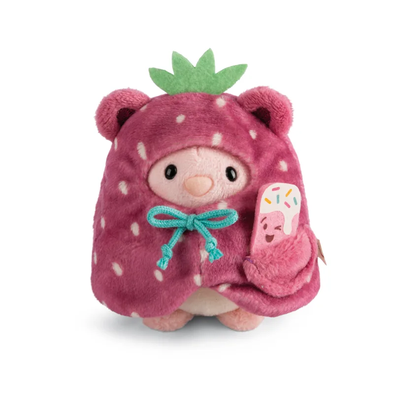 NICI MyMochi Králíček Pibu 8 cm v kostýmu jahoda se zmrzlinou, dárkové balení