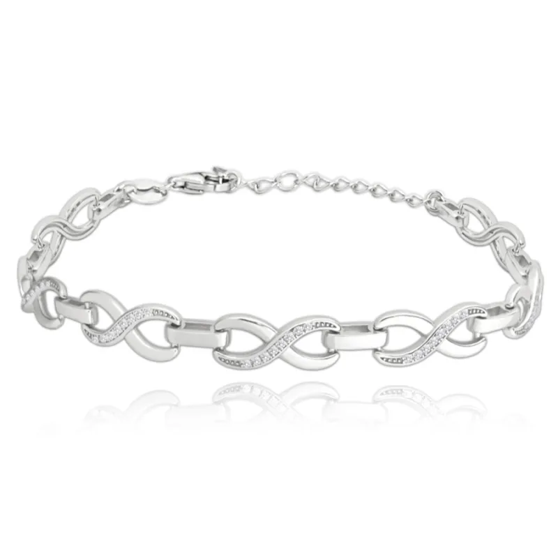 Strieborný náramok INFINITY so zirkónmi MINET JMAN0076SB17
