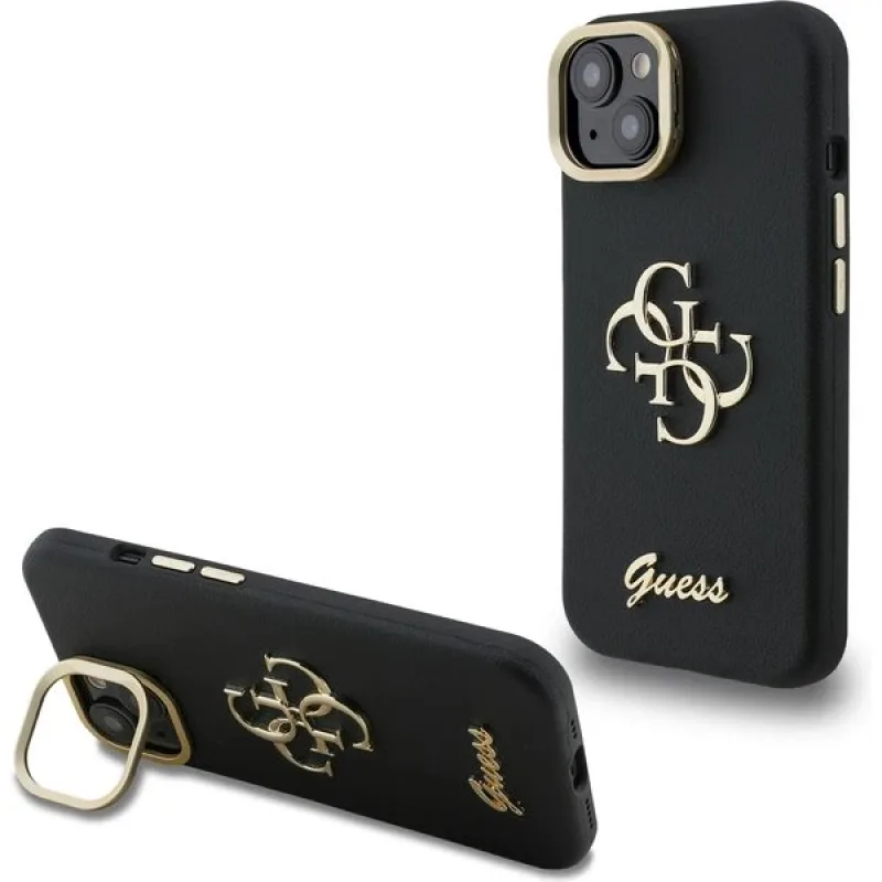 Guess PU Grained 4G Logo Stand Camera Frame kryt iPhone 15 čierny…
