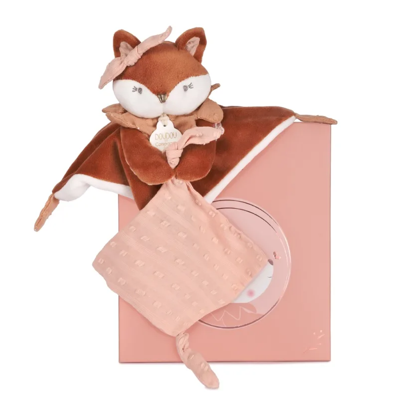 Doudou et Compagnie Paris Doudou Darčeková sada Plyšová líška Mina s úchytom na cumlík 20 cm