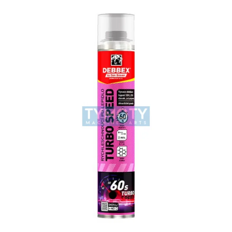 Debbex Rýchloschnúci PU lepidlo Turbo Speed - 750 ml žltá, pištoľová dóza