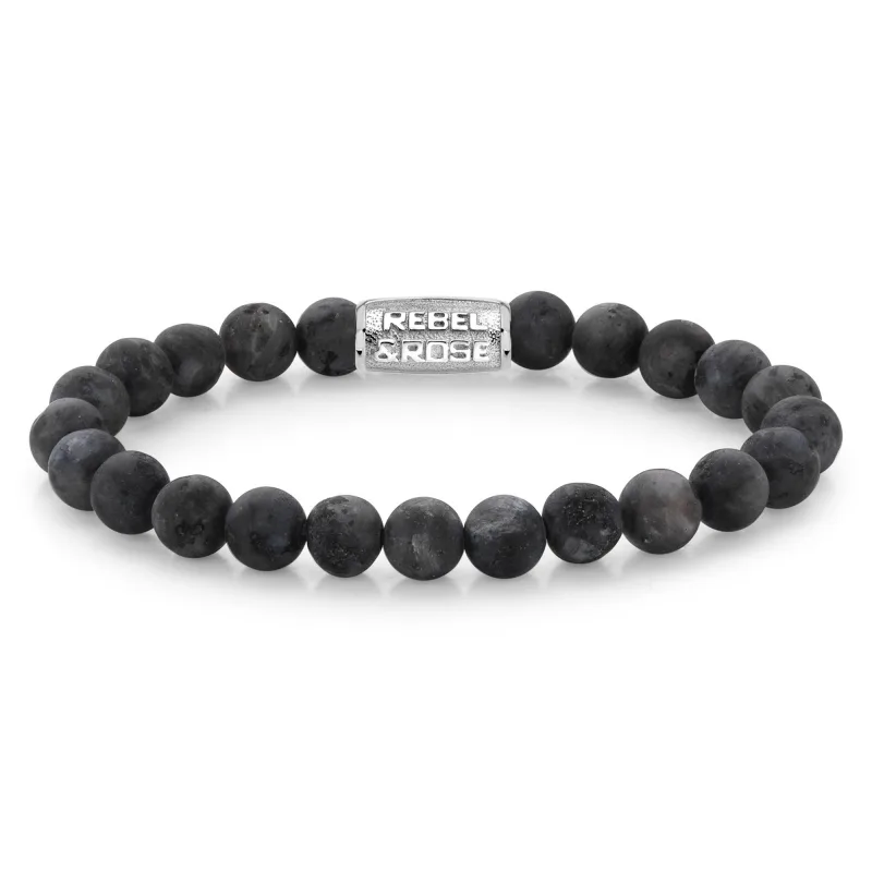Rebel & Rose unisex náramok Matt Grey Seduction 8 mm