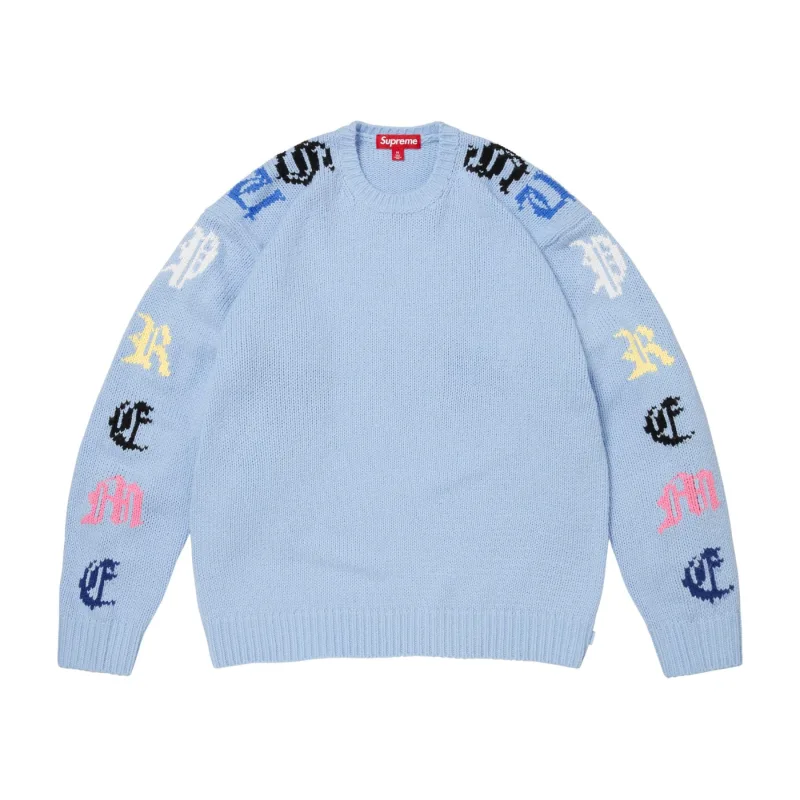 Supreme Old English Sleeves Sweater Light Blue - S