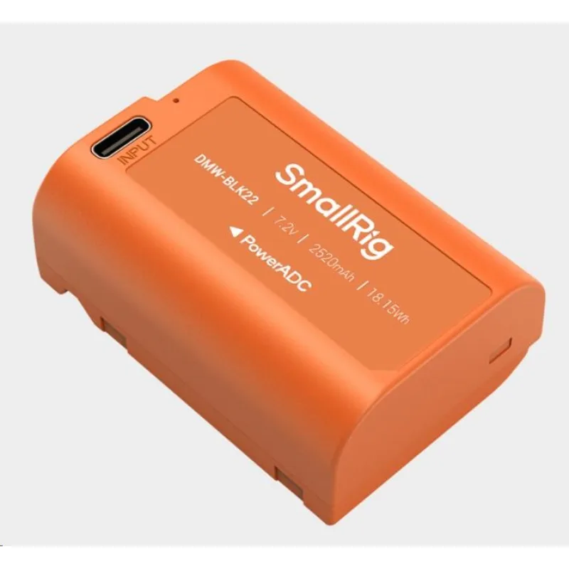 SmallRig 4979 Camera Battery USB-C Rechargeable DMW-BLK22 Orange 4979