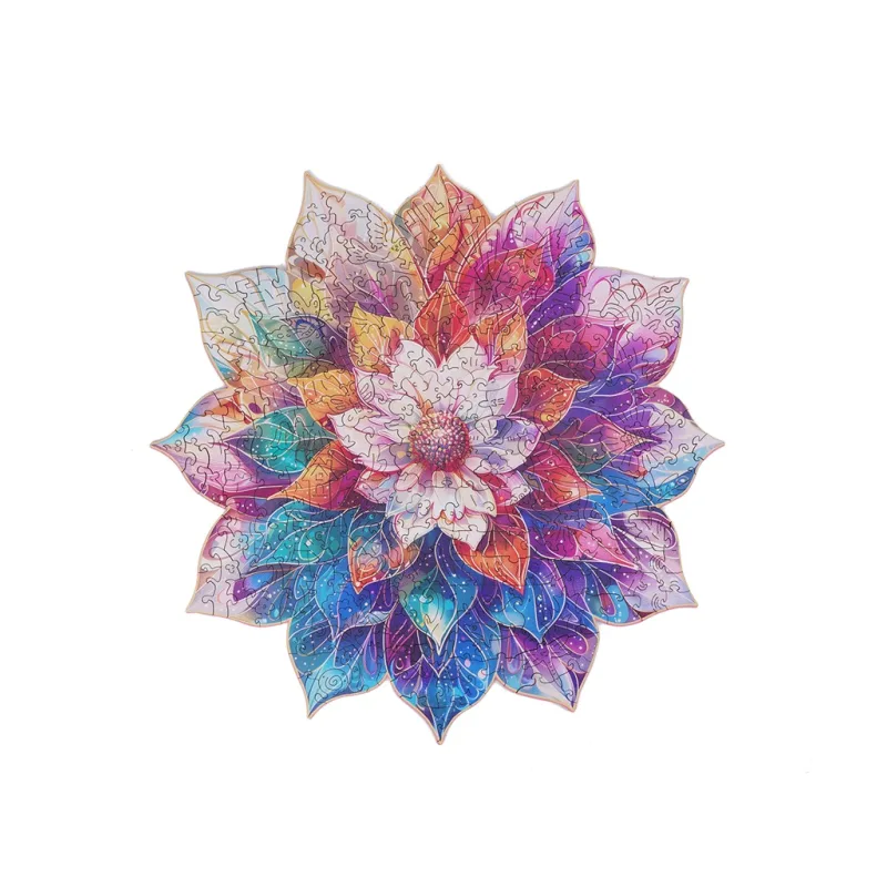 RoboTime RoboTime Drevené puzzle Kvetinová mandala - poškodený obal