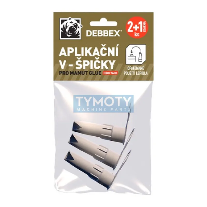 Debbex Náhradné aplikačné V-špičky pre lepidlá MAMUT GLUE - 3 ks biela, blister