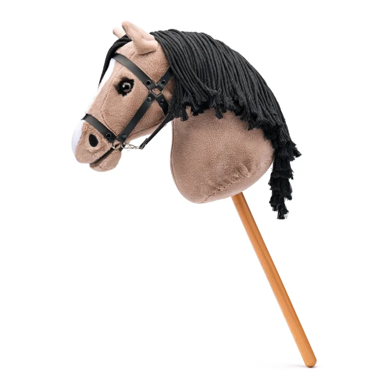 FAUNICA Hobby horse Lady Anne, hnedobéžová kobyla s riasami na tyči, povrázková hriva