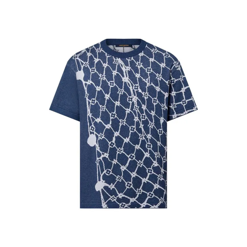 Louis Vuitton Net Cotton T-shirt Navy Blue - XXL