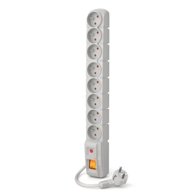 PREMIUMCORD Acar S8 1,5m kabel, 8 zásuvek, šedá ppacars8-2