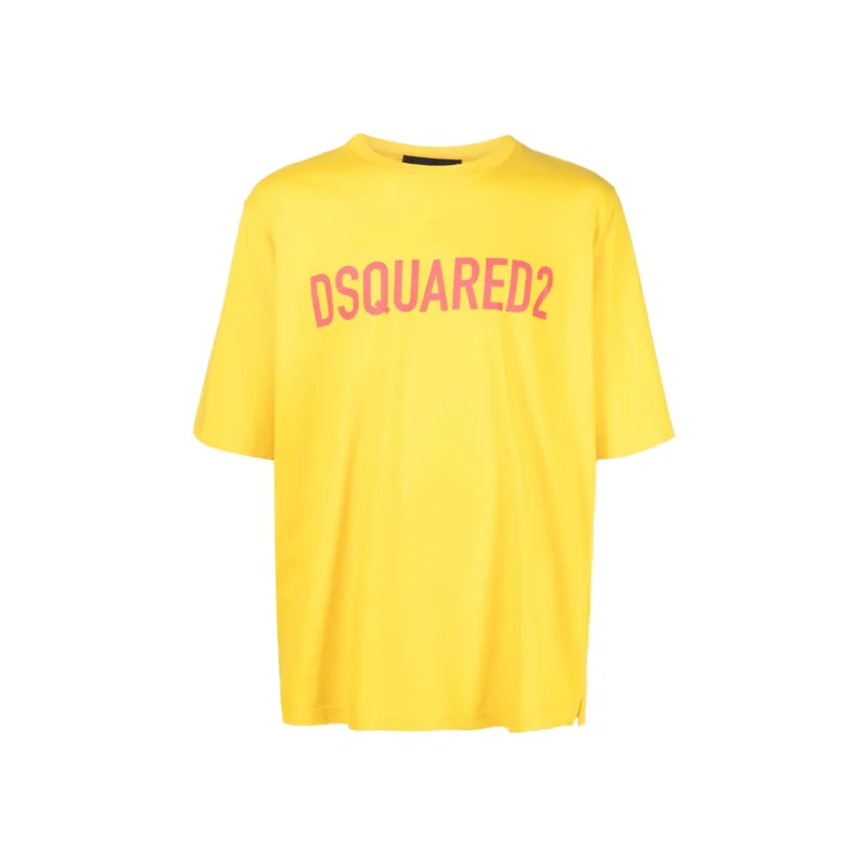 Dsquared2 Logo Print Cotton T-shirt Yellow - XL