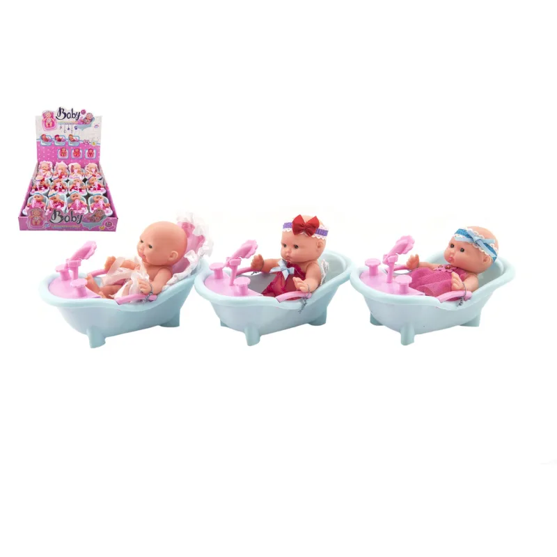 Teddies Bábätko bábika vo vaničke plast 12cm 3 druhy