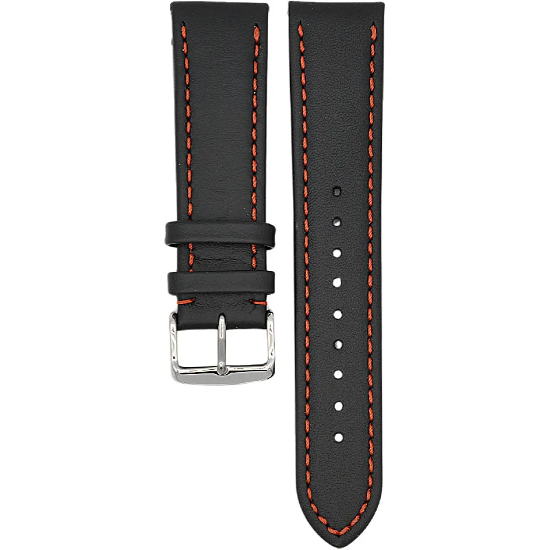 Kožený remienok na hodinky 22 mm čierny 338R06W22